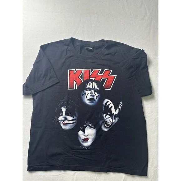Kiss T-Shirt Xl Black Vintage Rock Of The T Band Graphic Tee 90s Rock Metal - Picture 1 of 6
